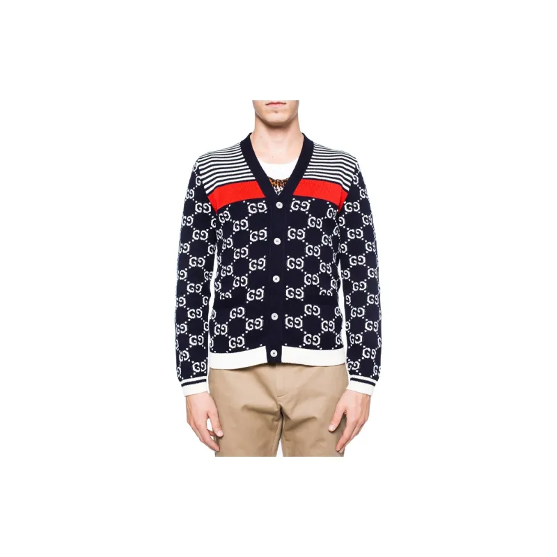 GUCCI 2010s GG jacquard Cotton Cardigan-1