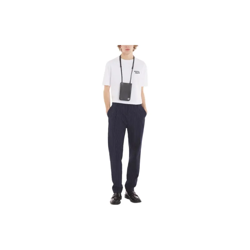 Maison Kitsune Pleated Striped Tapered Trousers-2