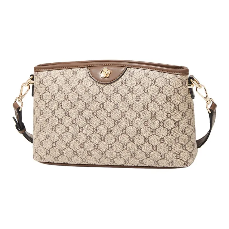 Marino Orlandi Synthetic Leather PVC Small Square Bag, Mom Bag, Crossbody Bag, Shoulder Bag Women's Khaki/Coffee-23