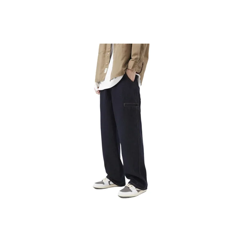 FAIRWHALE Straight Jeans Spring And Summer Men's Dark Blue-5