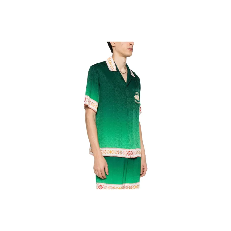 CASABLANCA Cuban Collar Short Sleeve Shirt-1