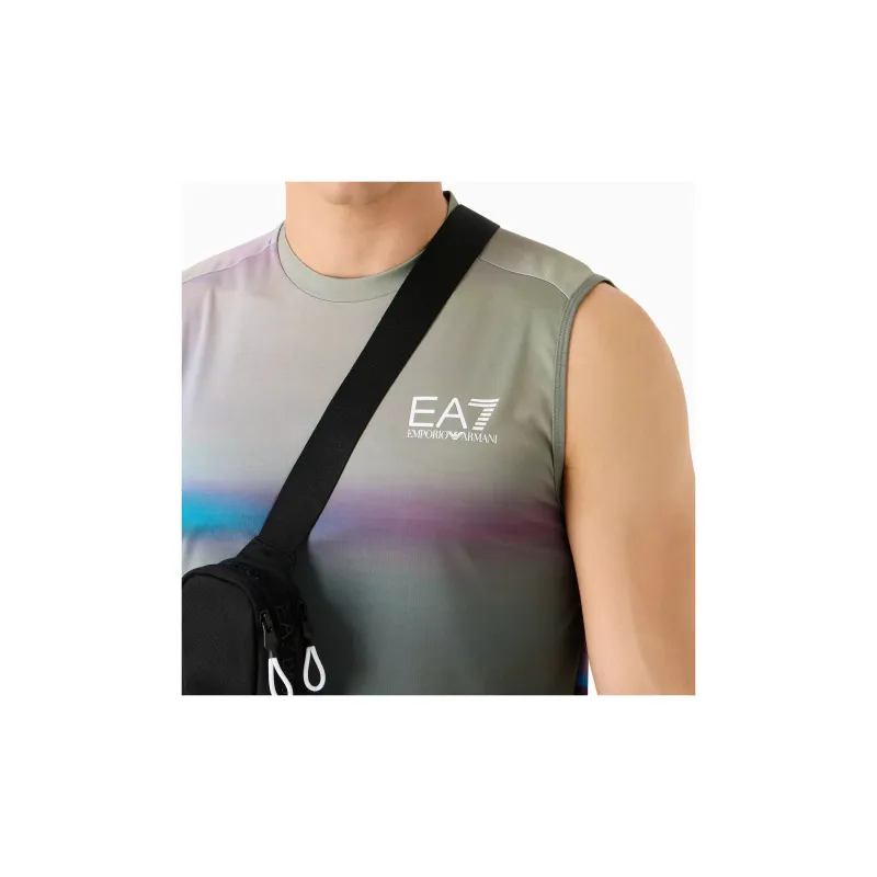 EMPORIO ARMANI EA7 Gradient Letter Logo Print Crew Neck Sleeveless T Shirt Men's Multicolor-1