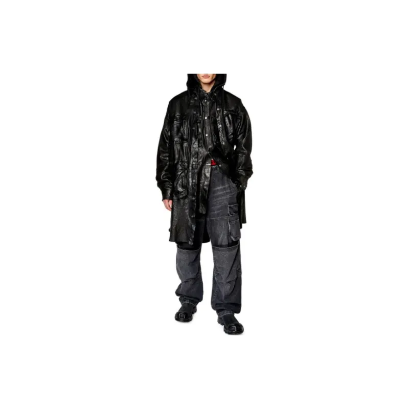 DIESEL Leather Jacket Men's Black-1