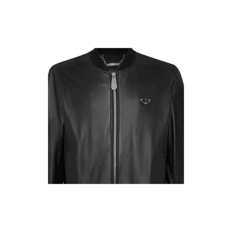 PHILIPP PLEIN Leather Bomber Jacket-4