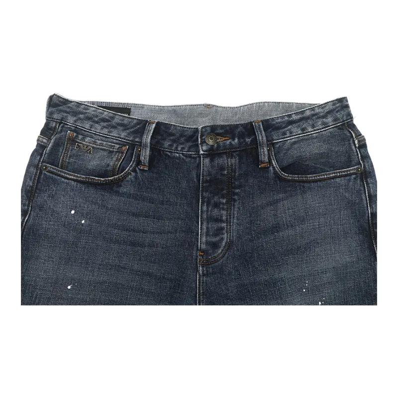 EMPORIO ARMANI Logo patch Cotton blend Tapered Jeans-4