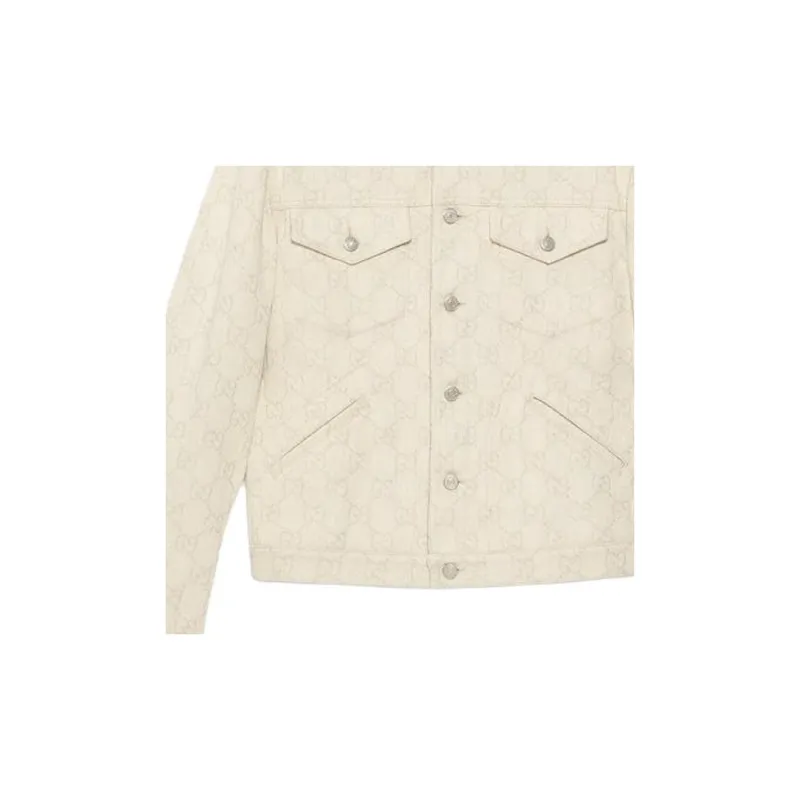 GUCCI Gg Cotton Jacquard Jacket Jackets & Coats Men's Ivory White-2