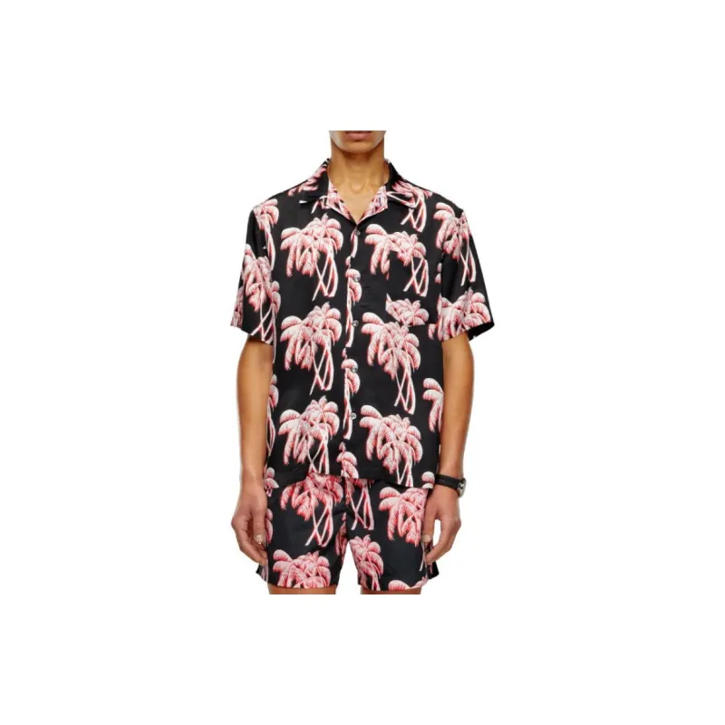 DIESEL Bmowt Adrian Palm Tree Printed Buttoned Shirt-2