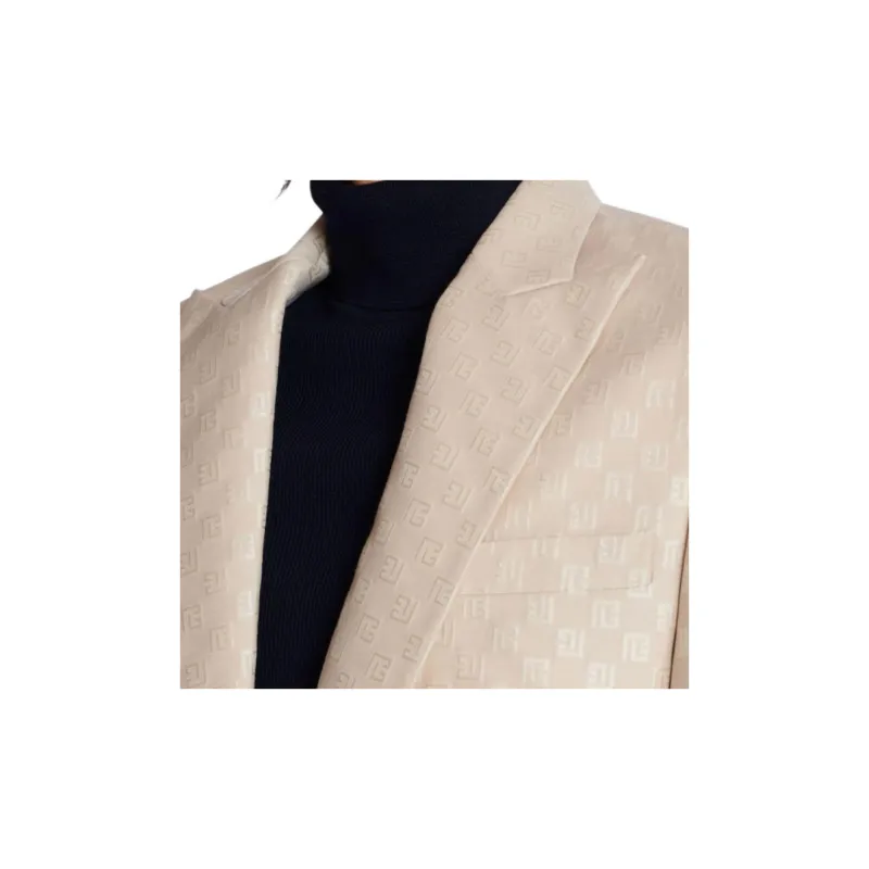 BALMAIN PB monogram Virgin Wool silk Blend Blazer-5