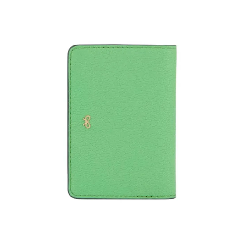 Anya Hindmarch Capra Leather Business Card Holder Card Case Women's Grass Green-2