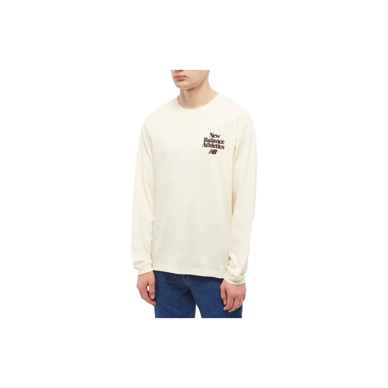New Balance M 70s Run Graphic LS T-Shirts Men Ecru-3