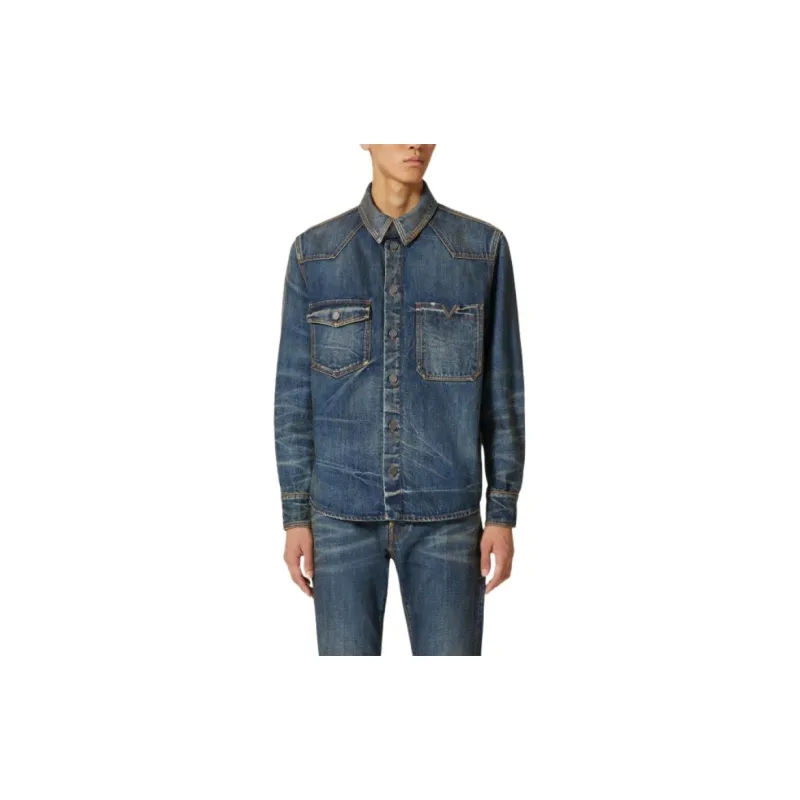 Valentino V DETAIL Denim Shirt Men's Blue-4