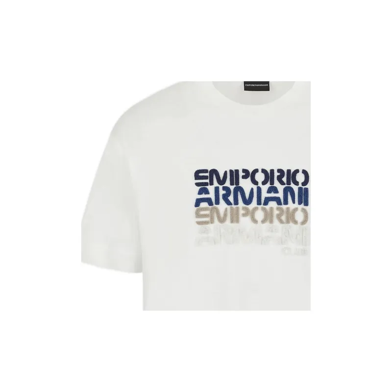 EMPORIO ARMANI Drop Shoulder Sleeve T Shirt Men's White-4