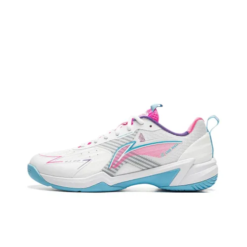 LiNing Anti Slip Wear Resistant Low Top Badminton Shoes Unisex White Blue
