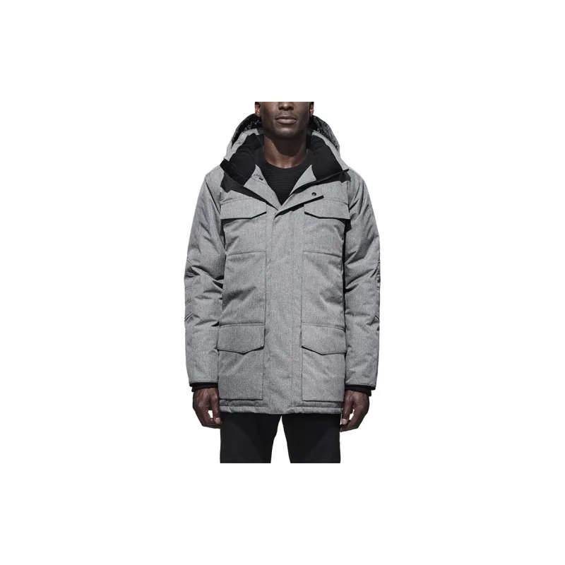 Canada Goose Windermere Series Solid Color Hooded Mid-Length Down Jacket Men's Gray-3