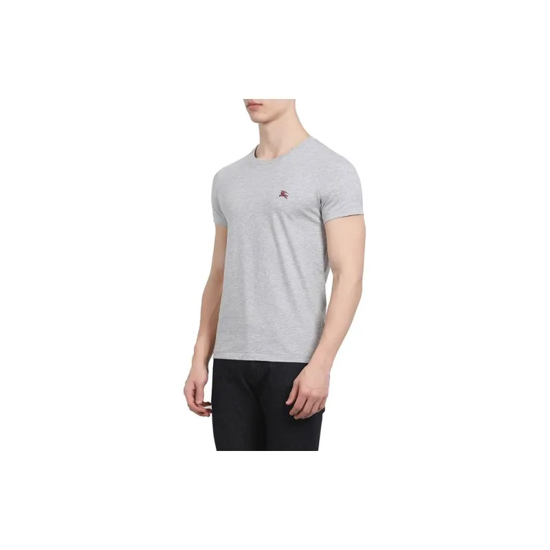 Burberry Men War Horse Embroidered Round Neck Short Sleeve T-shirt Grey-5