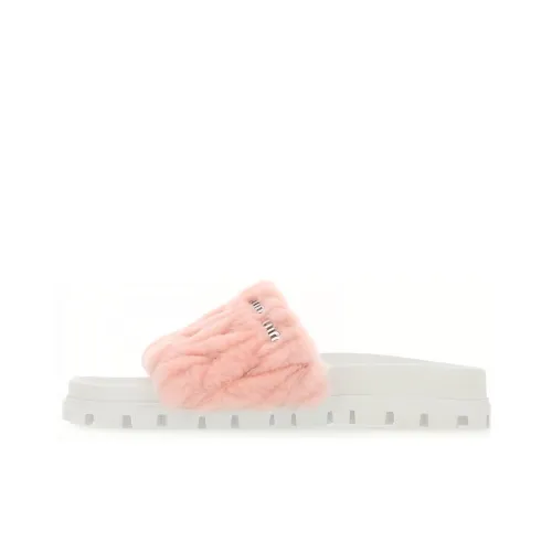 MIU MIU Matelassé Abrasion Resistant Slide Slippers Women's Light Pink