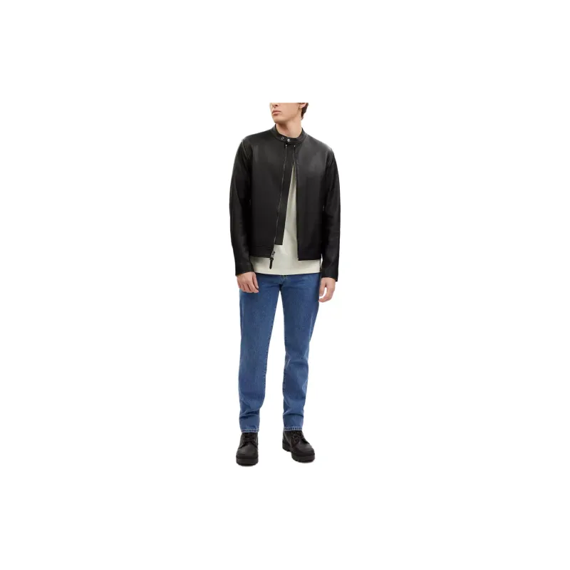 COACH Leather Racer Jackets Coats Men's Black-2