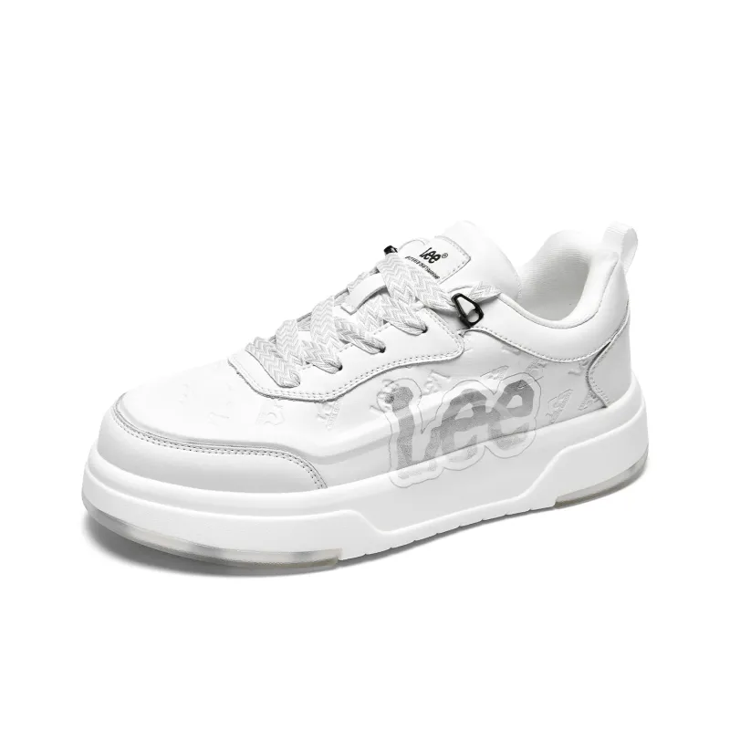 Lee Classic And Versatile White Sneakers, Trendy Fashion Low Top Height Increasing Skateboard Shoes Men's-1