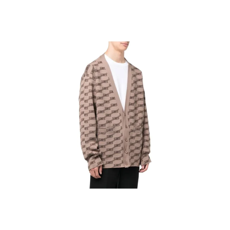 Balenciaga Logo Intarsia Knit Cardigan-3