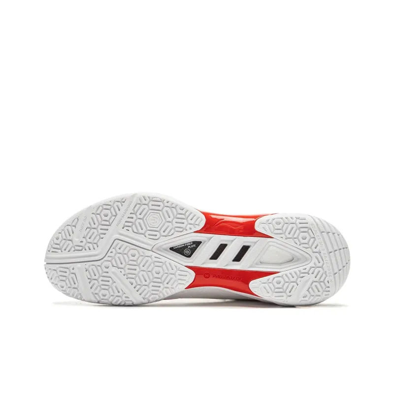 LiNing Anti Slip And Wear Resistant Breathable Low Top Badminton Shoes Unisex White Red-5