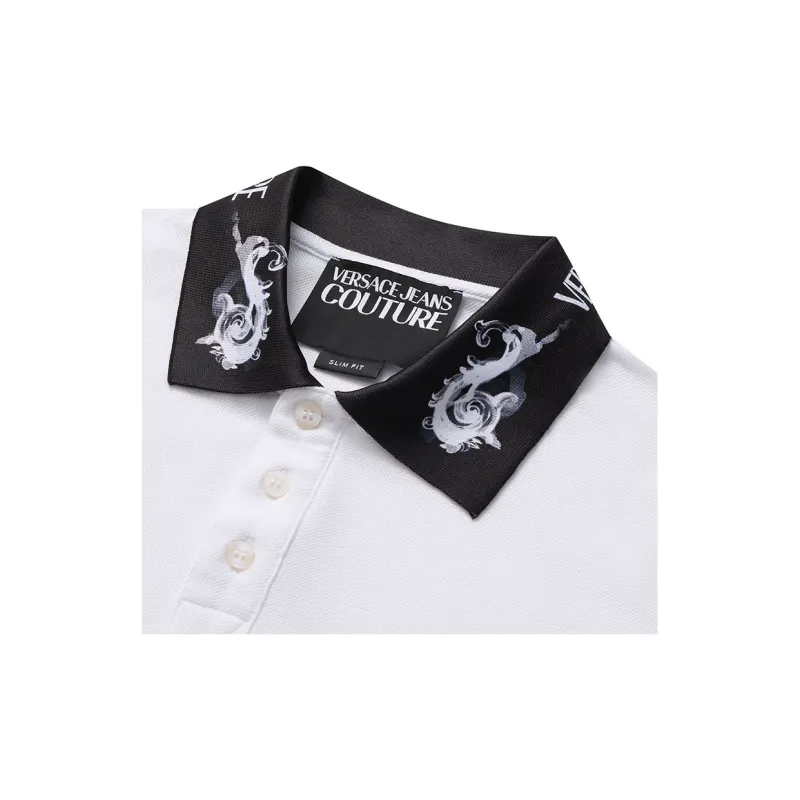 VERSACE JEANS COUTURE Barocco Trim Short Sleeved Polo Shirt-6