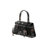 GROTTO Cow Leather One Shoulder Handbags Mini Unisex Smudge Black