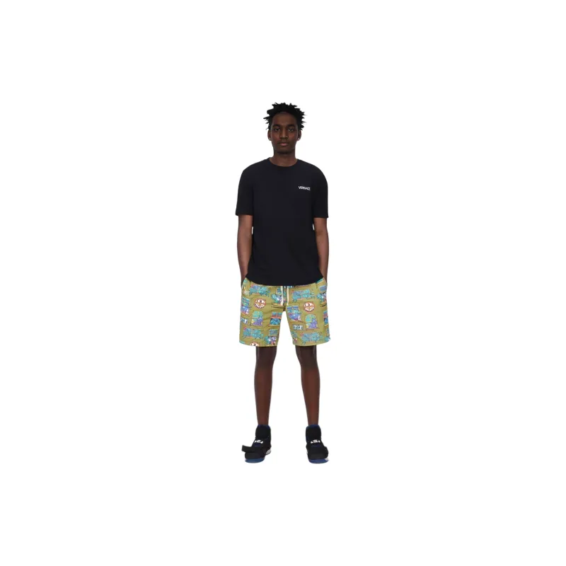 VERSACE Medusa Flame Print Embroidered Logo T Shirt-2