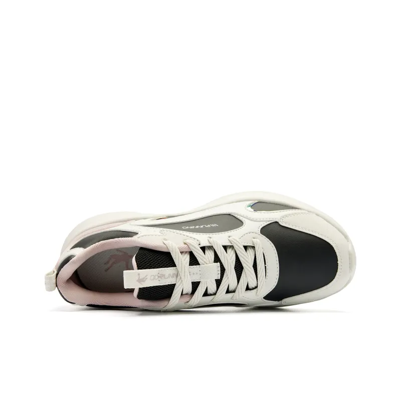 QIAODAN Cushioning Anti Slip And Wear Resistant Low Top Casual Running Shoes Women's White Black-3