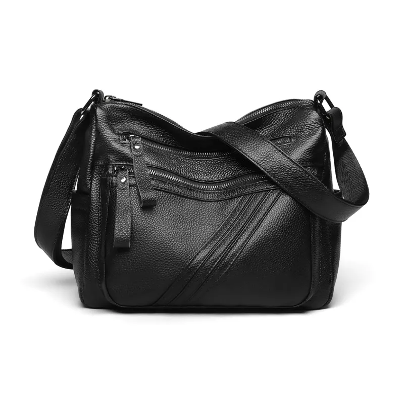 C°BANNER Cow Leather With Synthetic Leather Shoulder Bag, Crossbody Bag Regular Women's Black-3