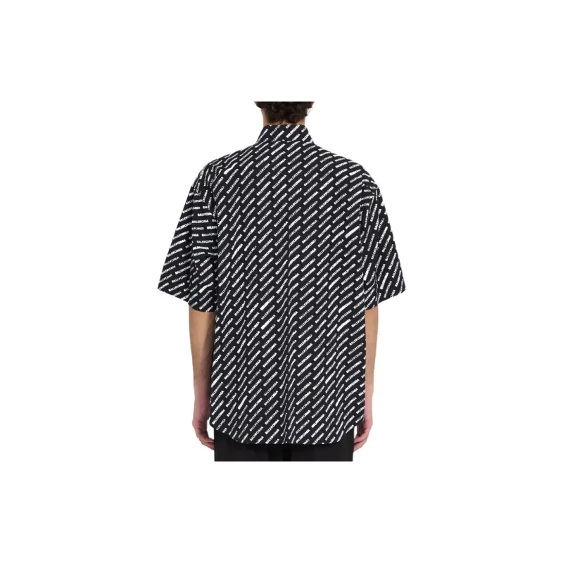 Balenciaga Allover Logo Printed Large Fit Shirt-5