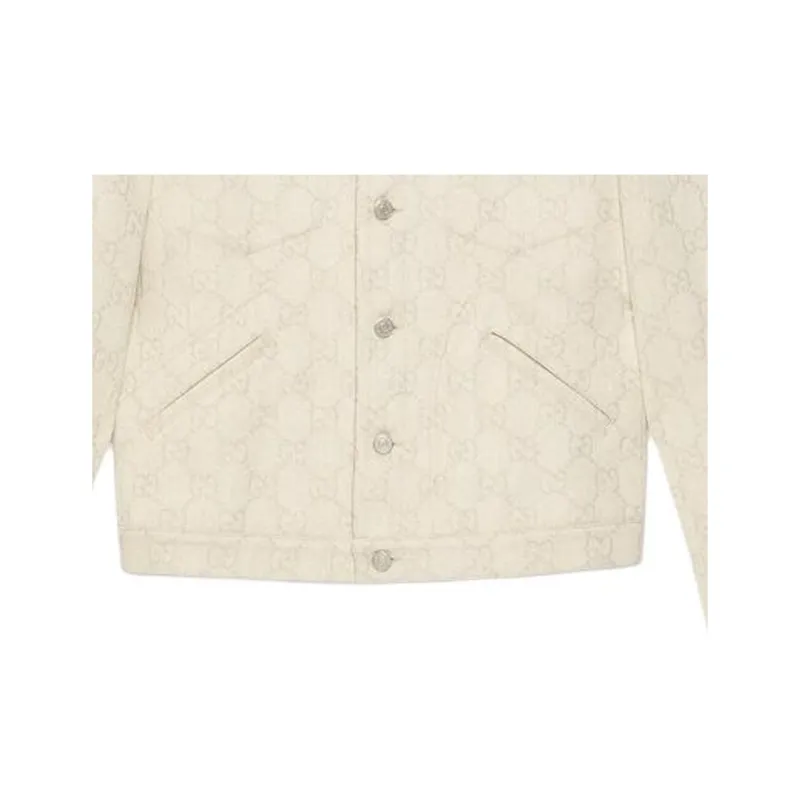 GUCCI Gg Cotton Jacquard Jacket Jackets & Coats Men's Ivory White-3