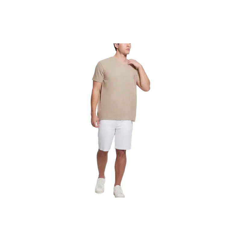 GUESS Eco Linen-Blend V-Neck Tee T-Shirt Men's Umber-2