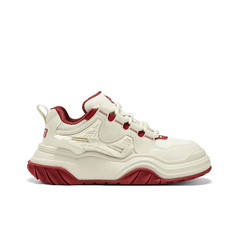 OGR Wave Rider Rebound Wear-Resistant Slip-Resistant Low-Top Casual Shoes Unisex Vintage Beige Red-1