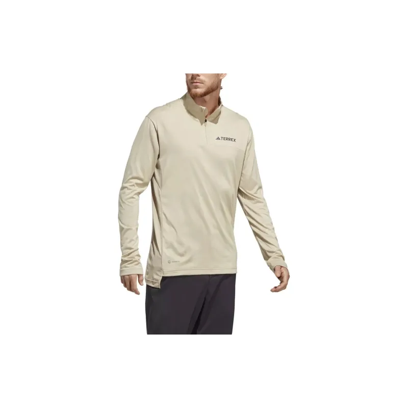 Adidas MT HALF ZI LS T-Shirt Men's Light Brown-1