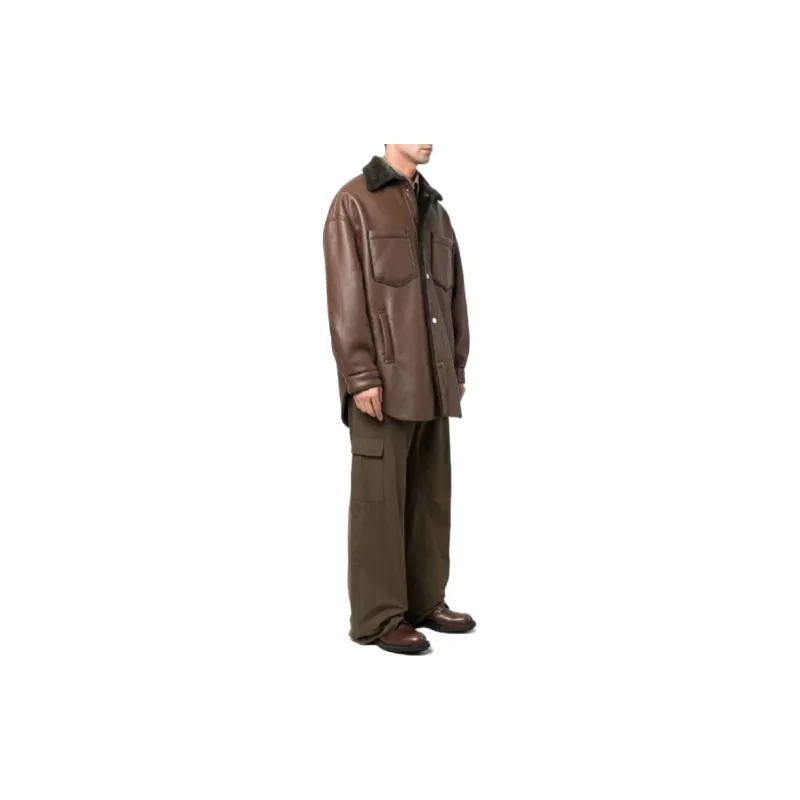 NANUSHKA Leather Long-sleeve Overshirt-3