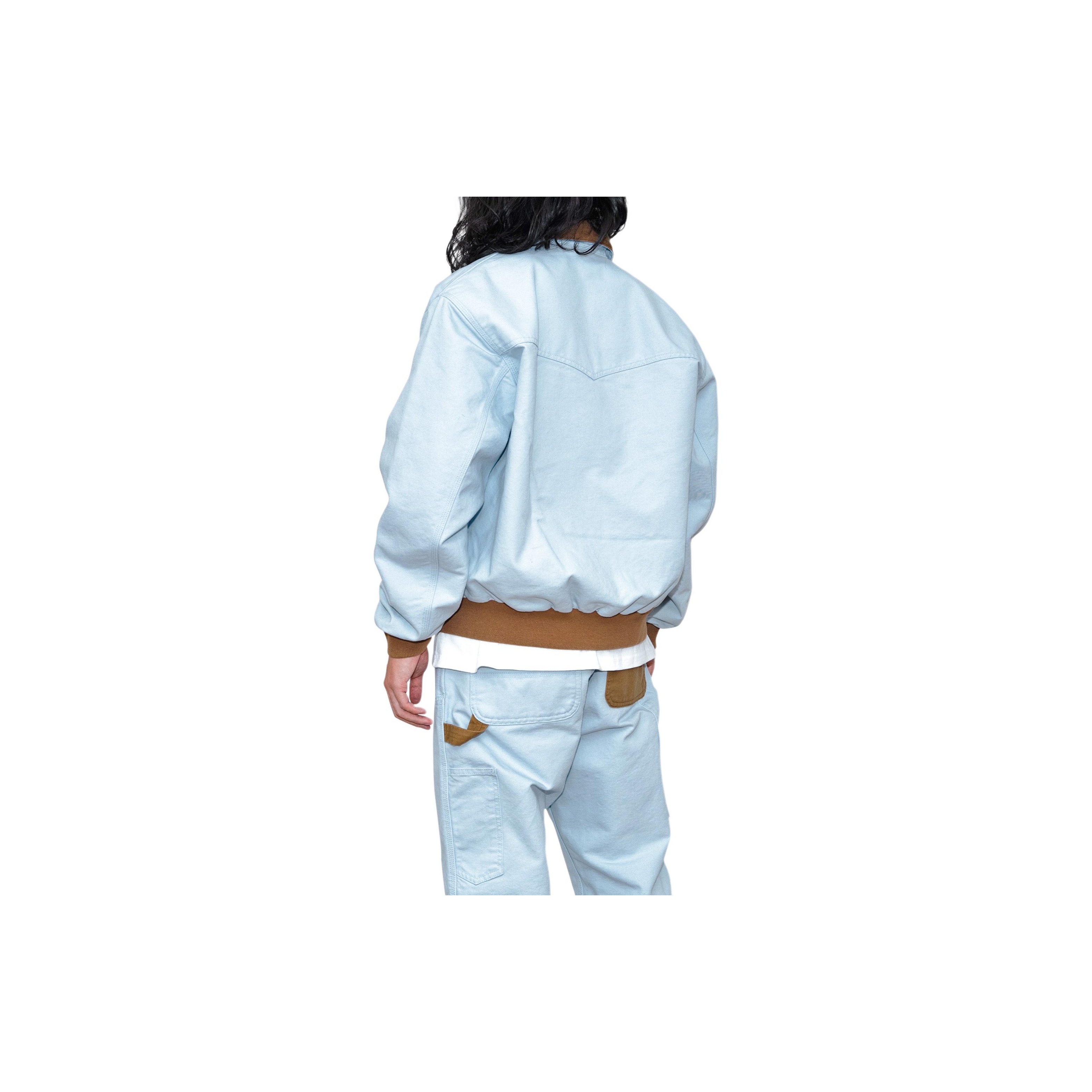 ジャケット CARHARTT WIP LIGHT BLUE COTTON CASUAL JACKET Carhartt WIP Suede Michigan Coat (Light Blue) I033717.191.XX
