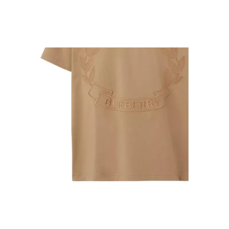 Burberry Embroidered Logo Cotton T shirt-3