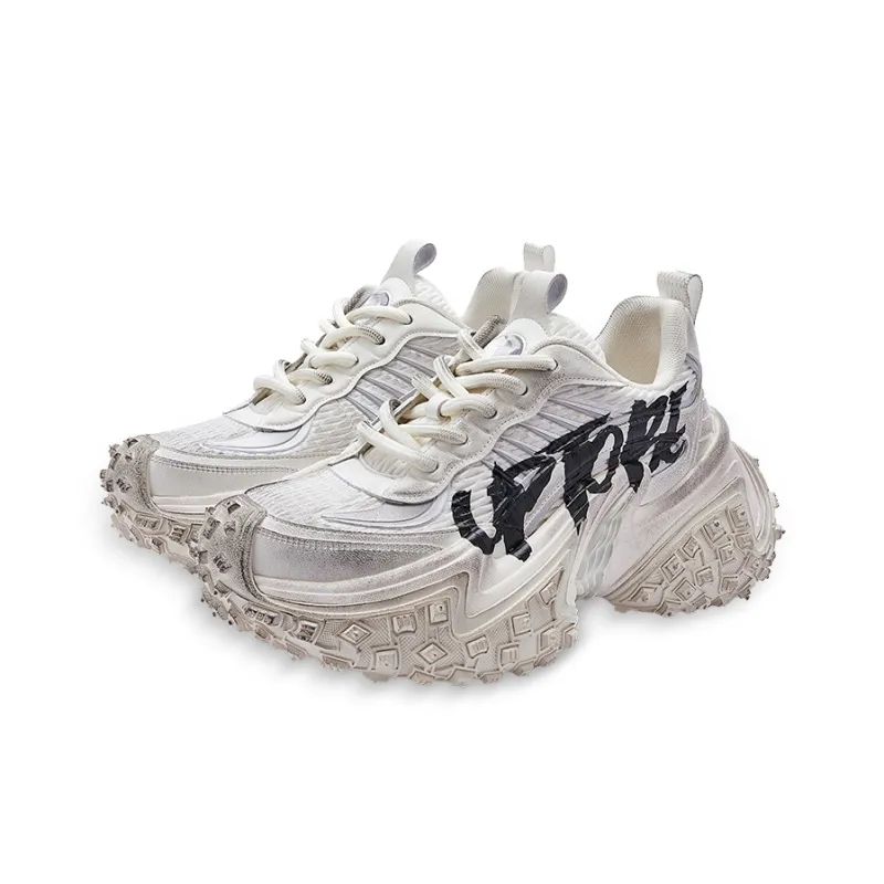 U.T.B RustiRunner Scavenger Series Chunky Sneakers Unisex Low Top Graffiti White-1