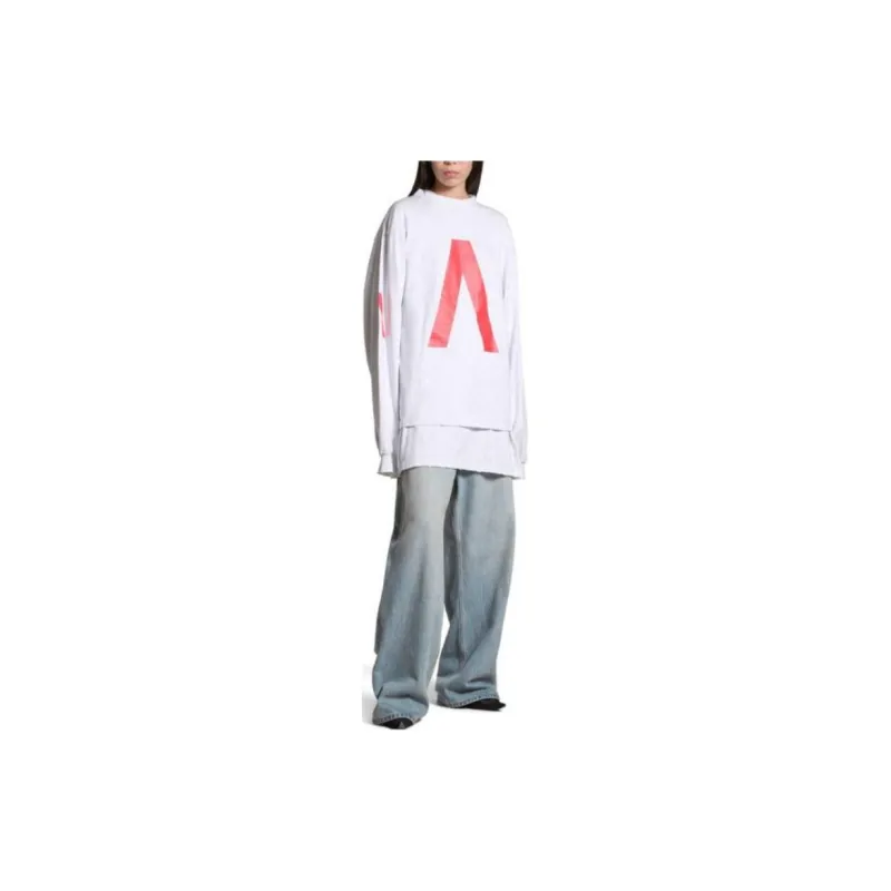 Balenciaga Archive Series Connected Long Sleeve T-Shirt T-Shirt Loose Fit Unisex White-3