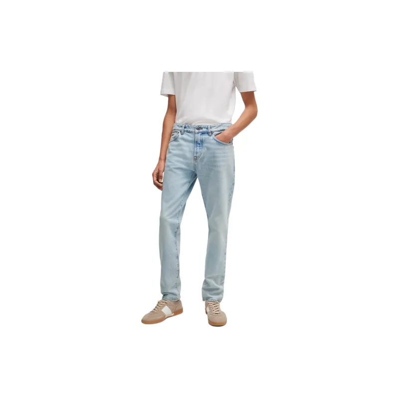 HUGO BOSS SS24 Regular-Fit Jeans In Blue Rigid Denim Jeans Men's Light Blue-3