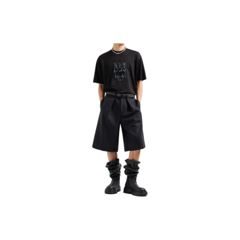 EMPORIO ARMANI Lyocell blend Jersey Oversized T shirt With Dobermann Embroidery And Print-2