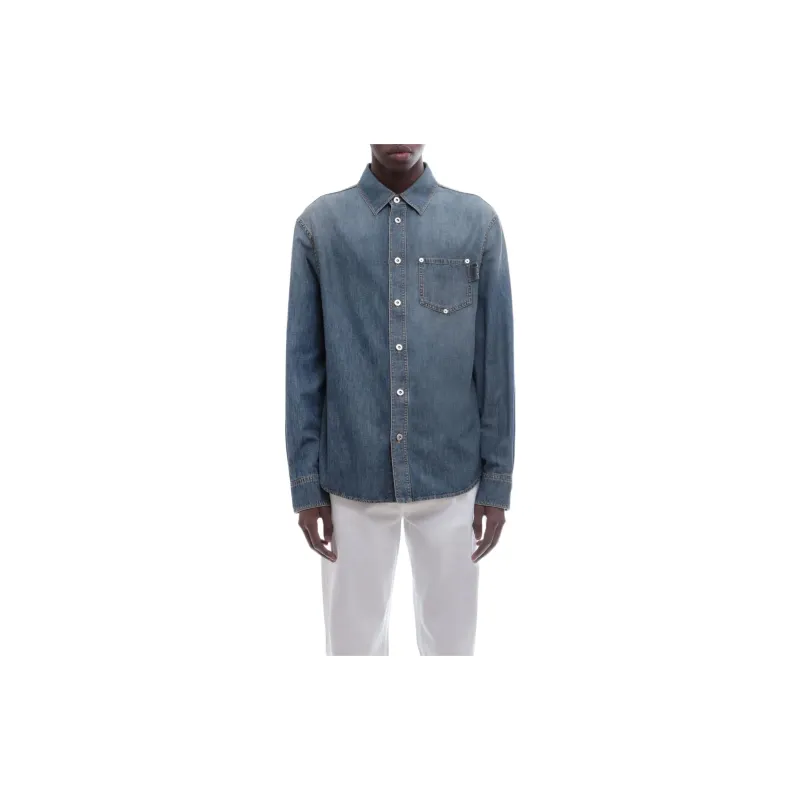 Bottega Veneta Light Washed Denim Relaxed Fit Shirt-2