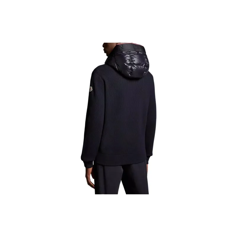 Moncler FW23 Padded Wool Hoodie Down Jacket Men's Marine Blue-3