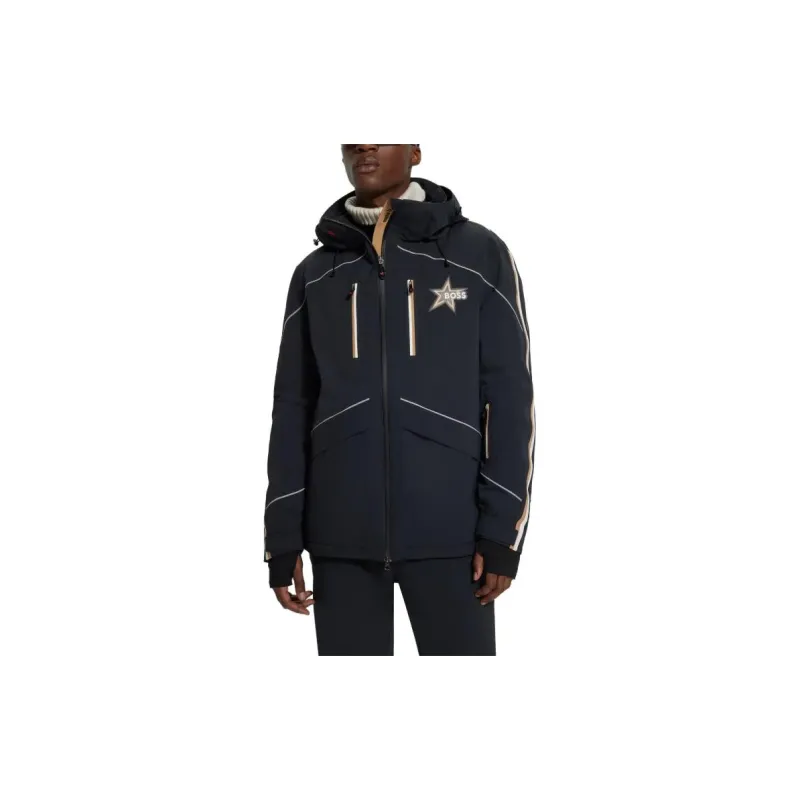 HUGO BOSS x PERFECT MOMENT Collaboration Hooded Down Ski Jacket With Special Branding Jackets Coats Men's Black-2