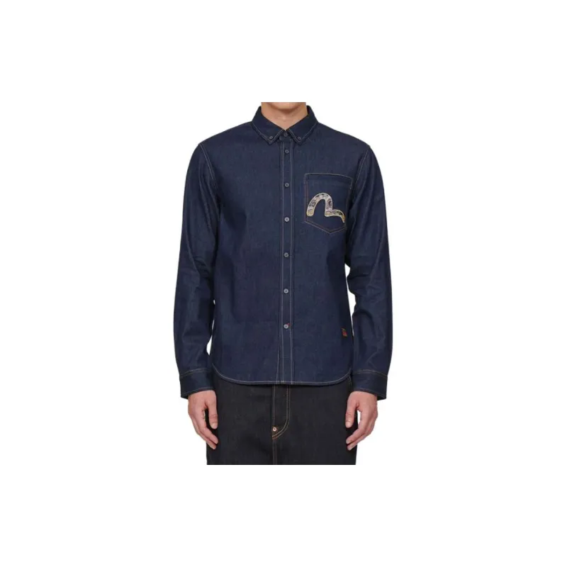EVISU Shirts Men Denim Blue-3