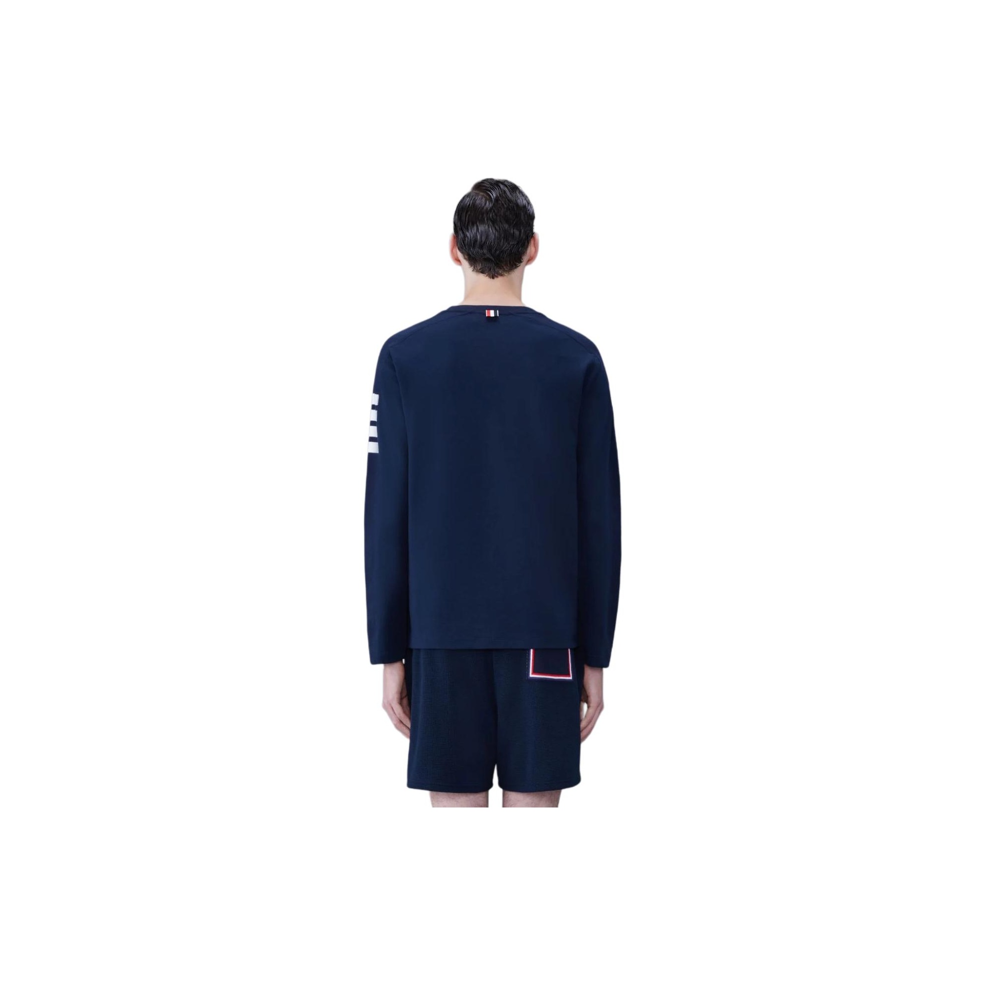 THOM BROWNE 4-Bar Striped Crewneck Sweatshirt - POIZON