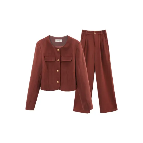 A Paradise For Awakening Casual Suit Women's Burgundy