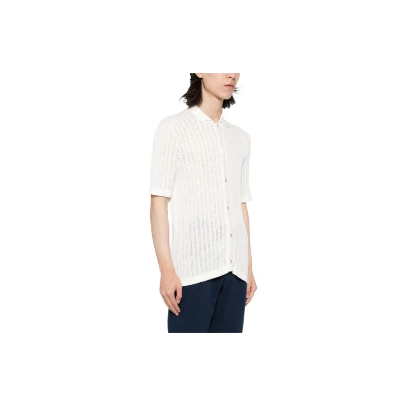 Tagliatore Jesse Pointelle-knit Polo Shirt-3