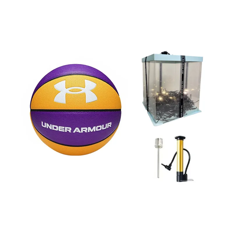Under Armour PU Basketball Yellow Purple Size 7 Training Unisex-3
