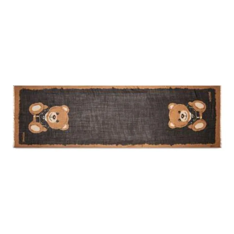 MOSCHINO Wool Knit Scarves Unisex Brown-0